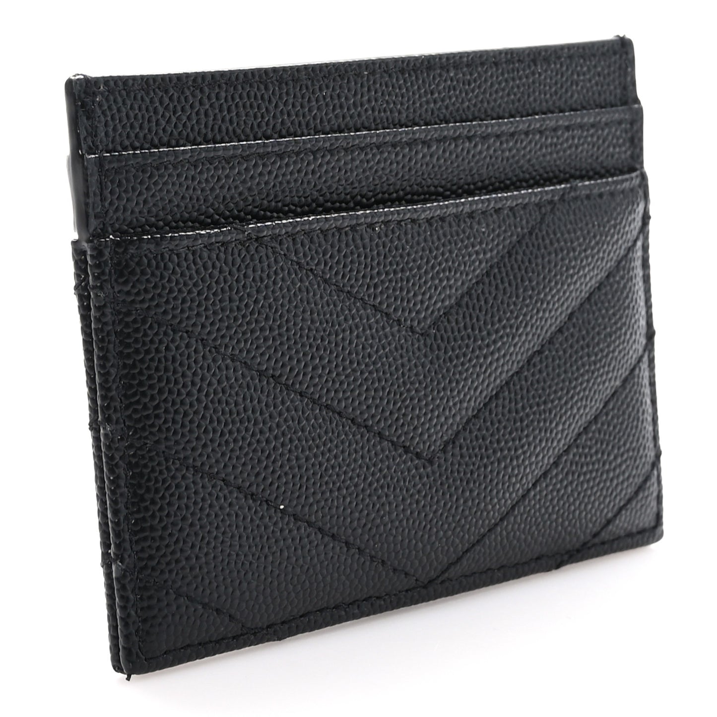 Grain De Poudre Matelasse Chevron Monochrome Monogram Credit Card Case Black