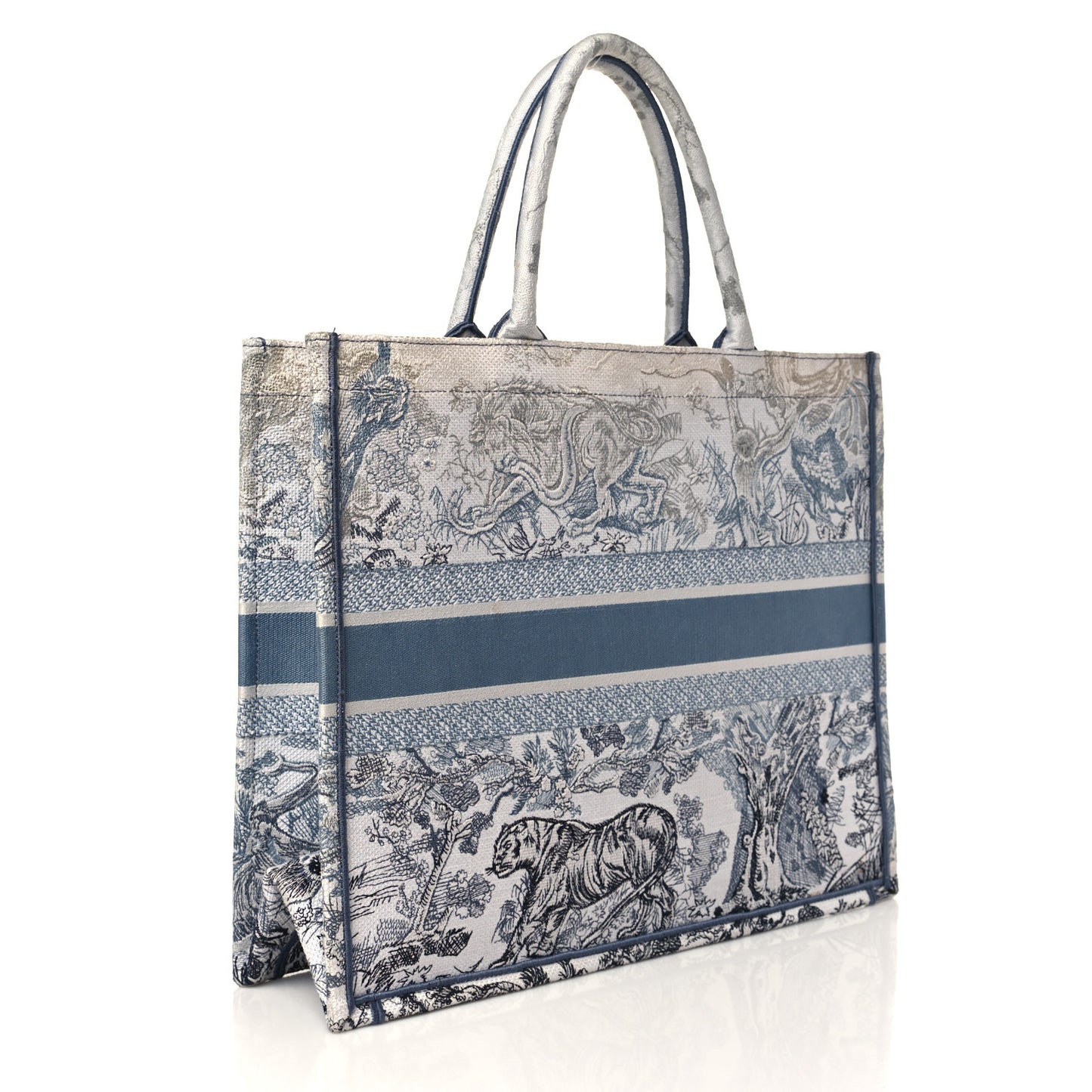 Gradient Canvas Embroidered Large Dioriviera Toile De Jouy Book Tote Blue