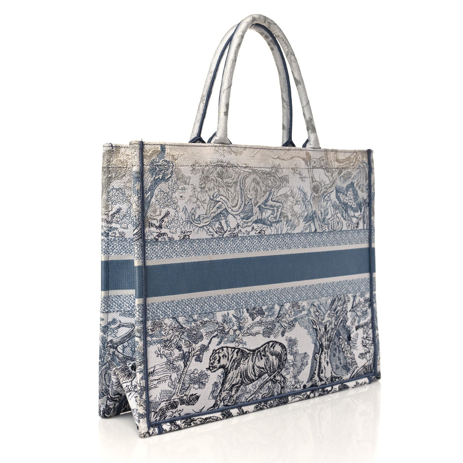 Christian Dior Gradient Canvas Embroidered Large Dioriviera Toile De Jouy Book Tote Blue 3 of 10