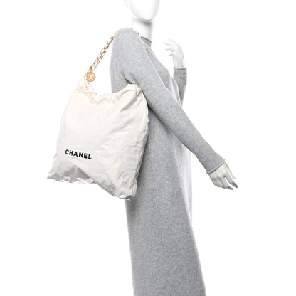 Chanel Shiny Calfskin Quilted Chanel 22 White Black 2 of 12