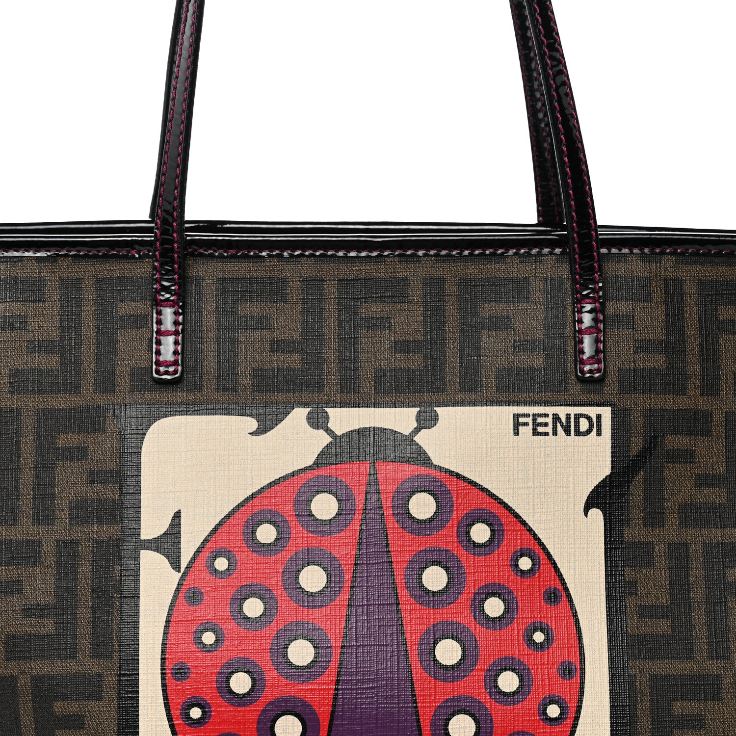 サラブランディ(☆∀☆) Fendi Zucca Spalmati Clover Lady Bug Roll Tote Tobacco 1863843