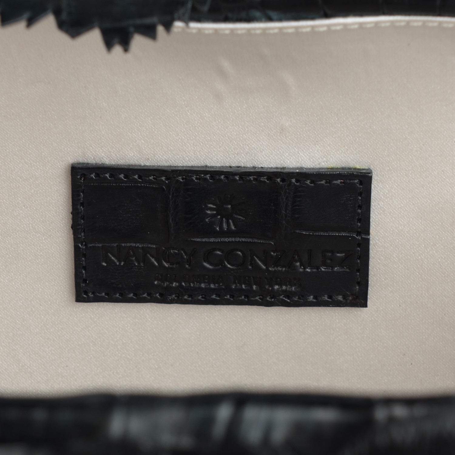 Nancy Gonzalez Crocodile Floral Applique Minaudiere Clutch Black 7 of 7