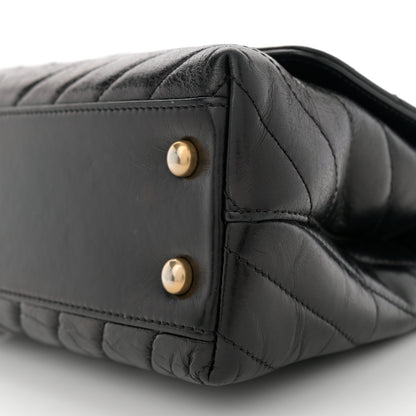 Chanel Aged Calfskin Chevron Quilted Mini Coco Handle Flap Black 10 of 11