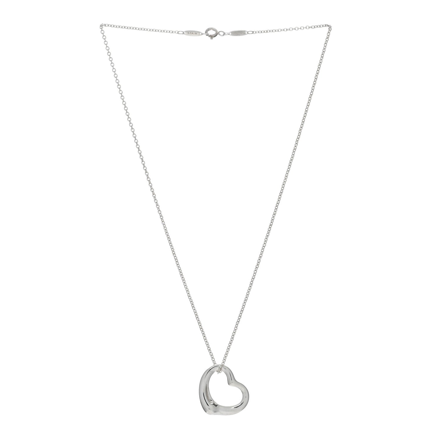 Sterling Silver 22mm Elsa Peretti Open Heart Pendant Necklace