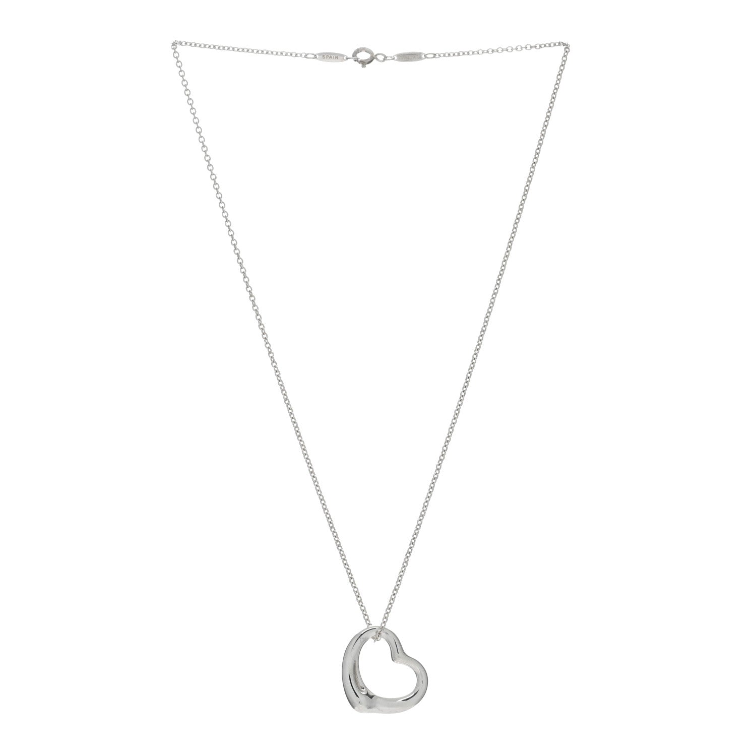 Tiffany Sterling Silver 22mm Elsa Peretti Open Heart Pendant Necklace 2 of 4