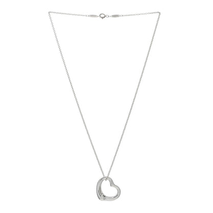 Tiffany Sterling Silver 22mm Elsa Peretti Open Heart Pendant Necklace 2 of 4
