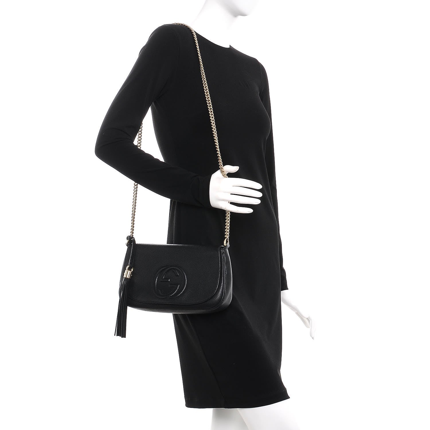 Gucci Pebbled Calfskin Medium Soho Flap Crossbody Black 2 of 7
