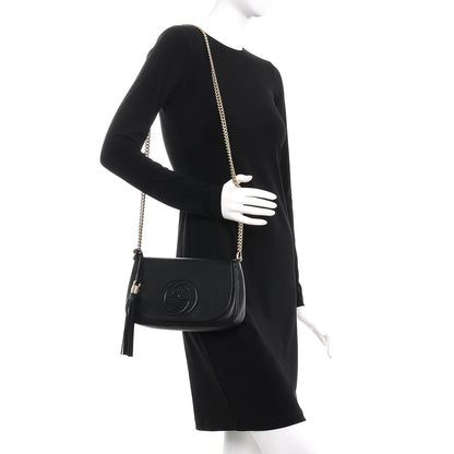 Gucci Pebbled Calfskin Medium Soho Flap Crossbody Black 2 of 7