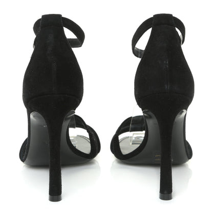 Louis Vuitton Suede Crystal Melody Logo Sandals 39 Black 4 of 14