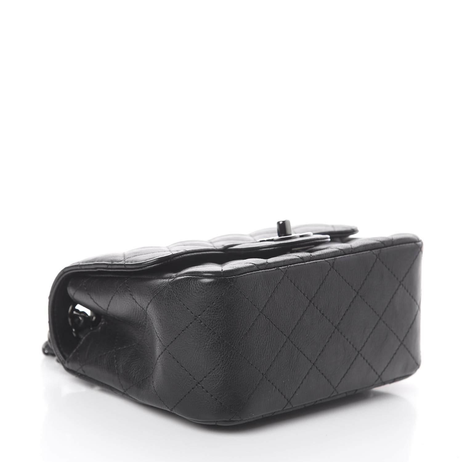 Chanel Crumpled Calfskin Quilted Mini Square Flap So Black 3 of 8