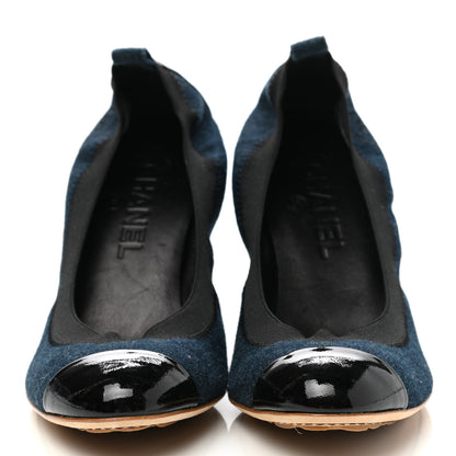 Chanel Denim Patent CC Elastic Stretch Pumps 38.5 Blue Black 2 of 8