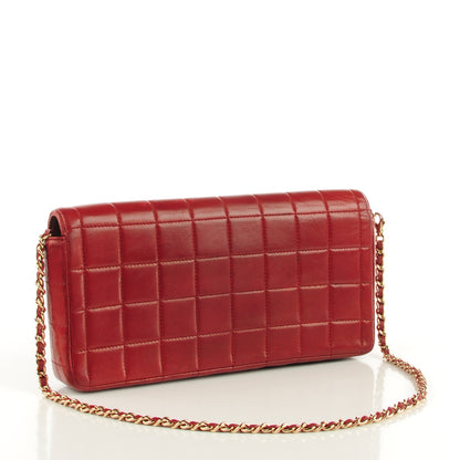 Chanel Lambskin Quilted East West Chocolate Bar Flap Red 3 of 9