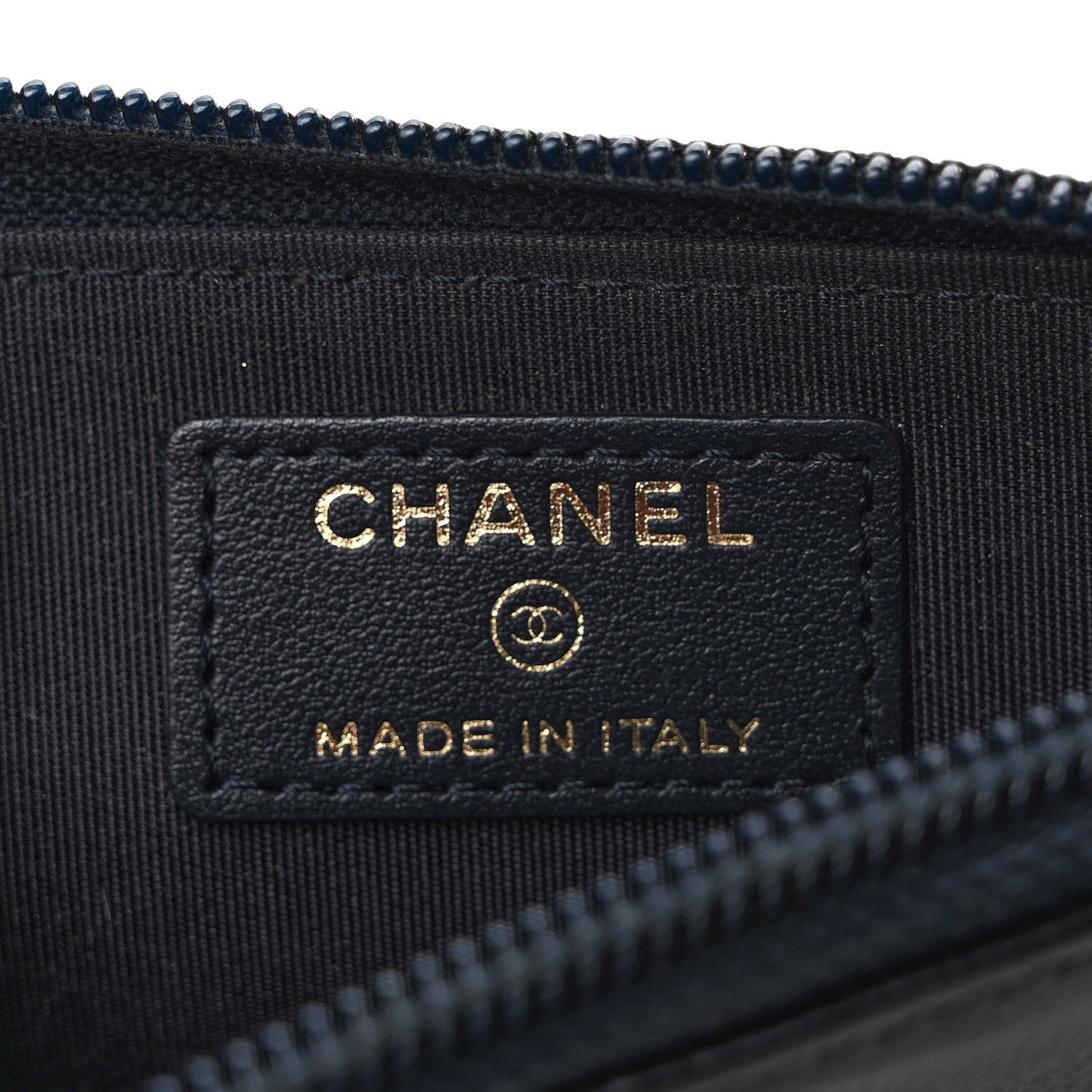 Calfskin Chain Embossed CC Key Holder Case Black