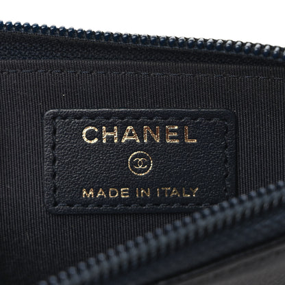 Chanel Calfskin Chain Embossed CC Key Holder Case Black 6 of 7