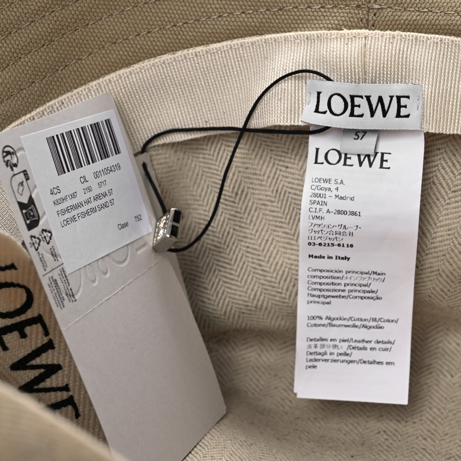Loewe Canvas Fisherman Bucket Hat Ecru 57 Sand 8 of 8
