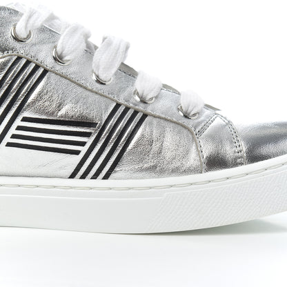 Hermes Metallic Calfskin Womens Avantage Sneakers 36.5 Gris Argente Black 14 of 22