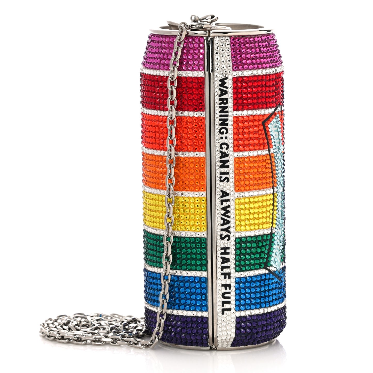 Crystal Optimism Can Minaudiere Clutch Silver Multicolor