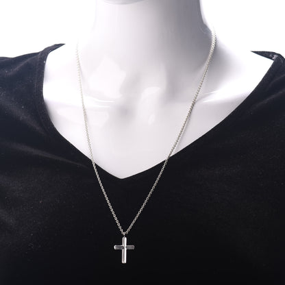 Tiffany Sterling Silver Concave Cross Pendant Necklace 2 of 4