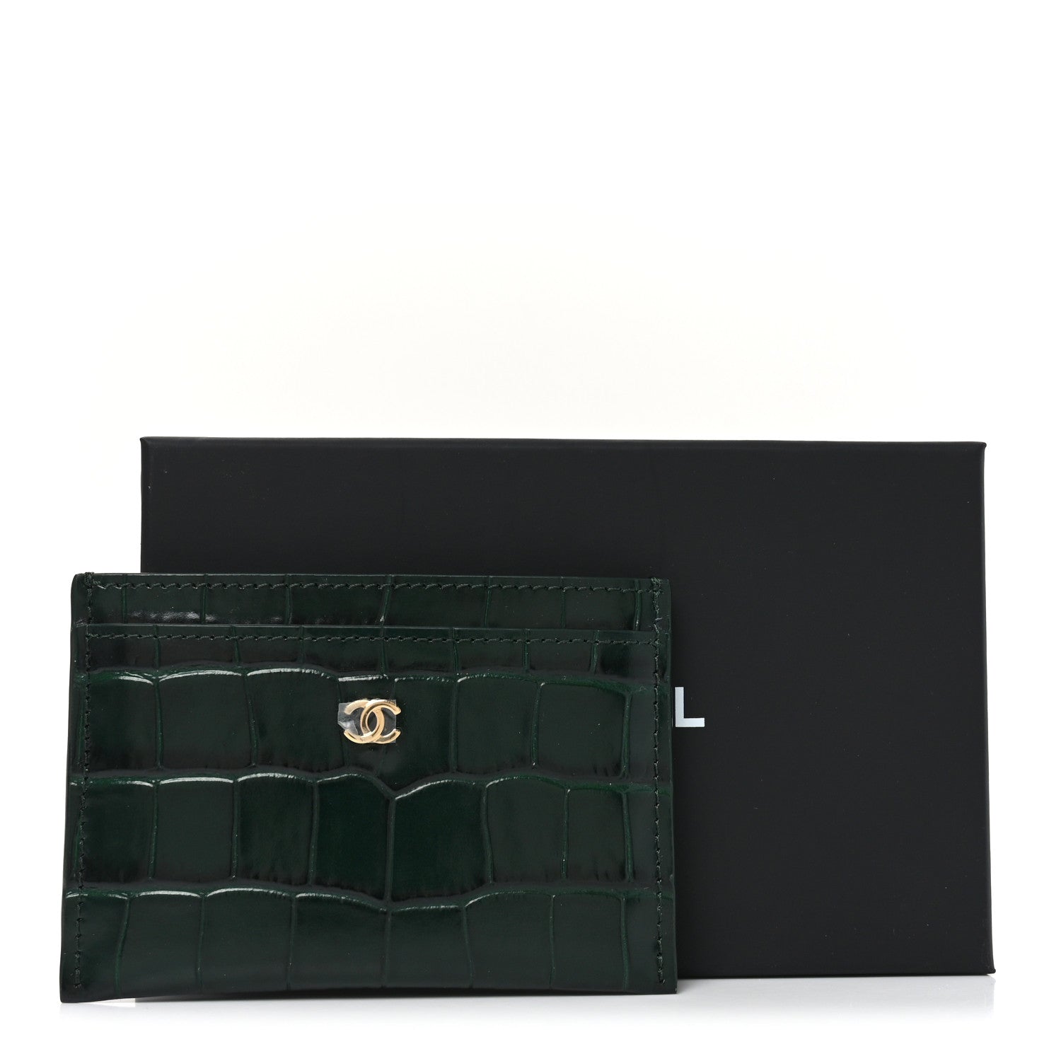 Chanel Calfskin Crocodile Embossed Crococo Card Holder Emerald 8 of 8