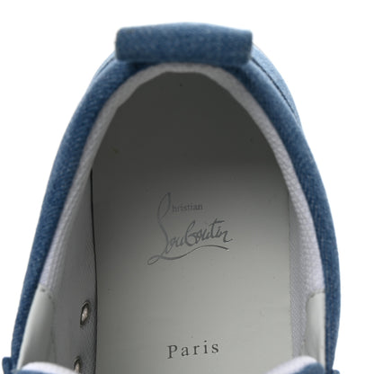 Christian Louboutin Denim Graffiti Mens Fique A Vontade Flat Sneakers 42.5 Blue White 8 of 10