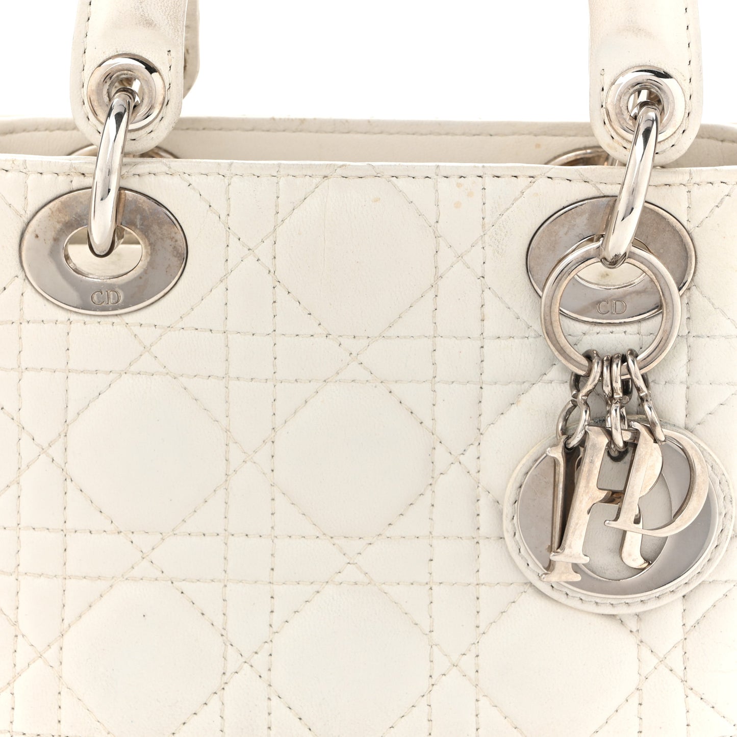 Lambskin Cannage Mini Lady Dior White