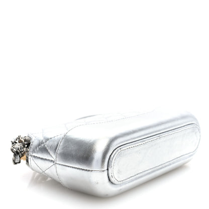 Chanel Metallic Lambskin Calfskin Quilted Small Gabrielle Clutch With Chain Silver 4 of 11