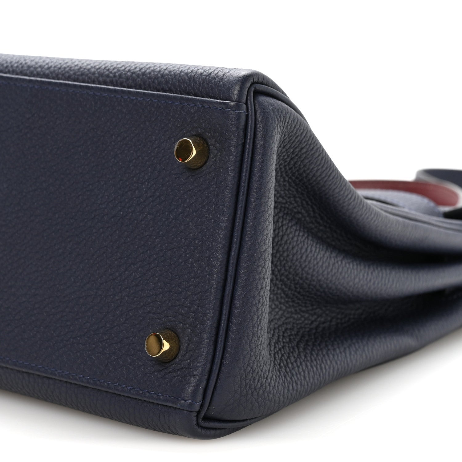 Hermes Togo Horseshoe Au Galop Kelly Retourne 28 Bleu Nuit Rouge H Fauve 10 of 11