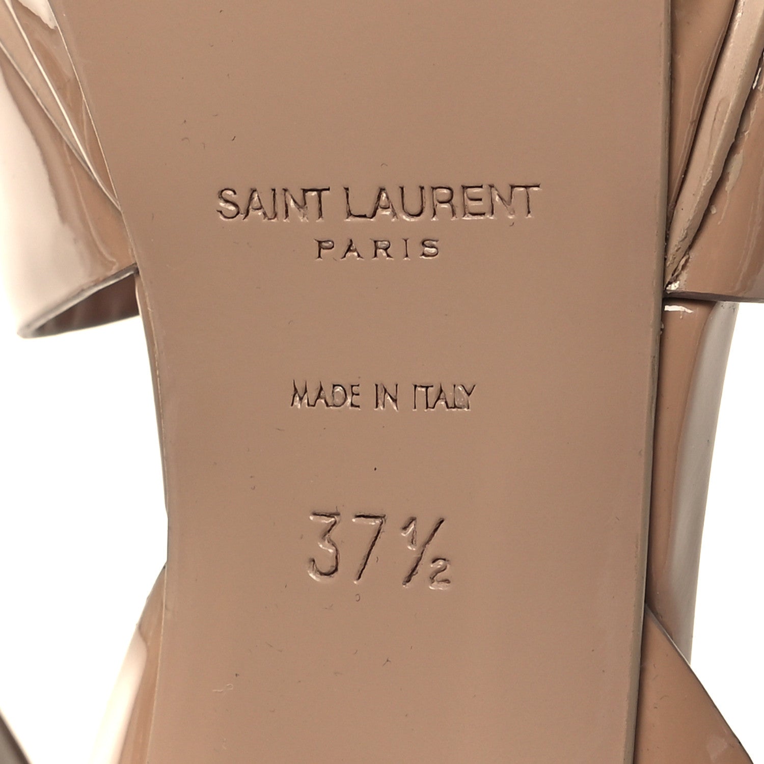 Saint Laurent Patent Tribute 75 Platform Sandals 37.5 Nude 7 of 9