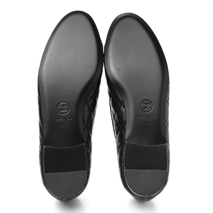 Chanel Aged Calfskin Quilted CC Cap Toe Ballerina Flats 35.5 Black 5 of 8