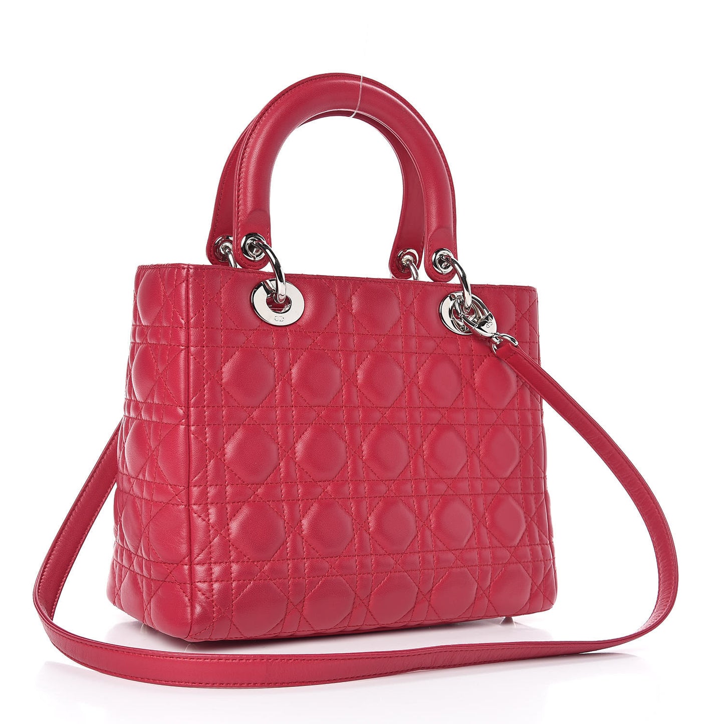 Lambskin Cannage Medium Lady Dior Fuchsia
