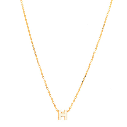 Hermes Lacquered Gold Mini Pop H Pendant Necklace White 1 of 6