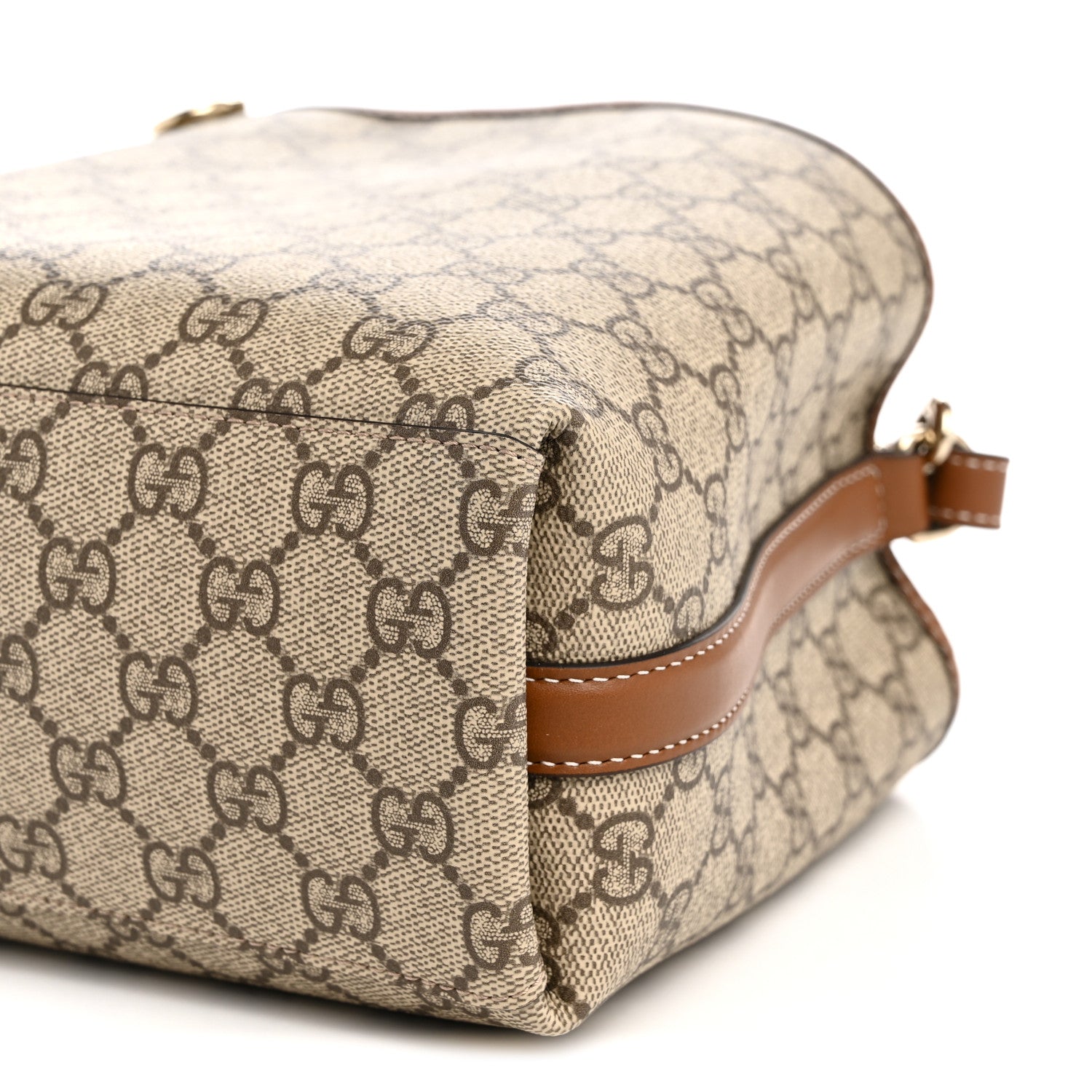 Gucci GG Supreme Monogram Emblem Small Shoulder Bag Beige Ebony Sundial 10 of 11