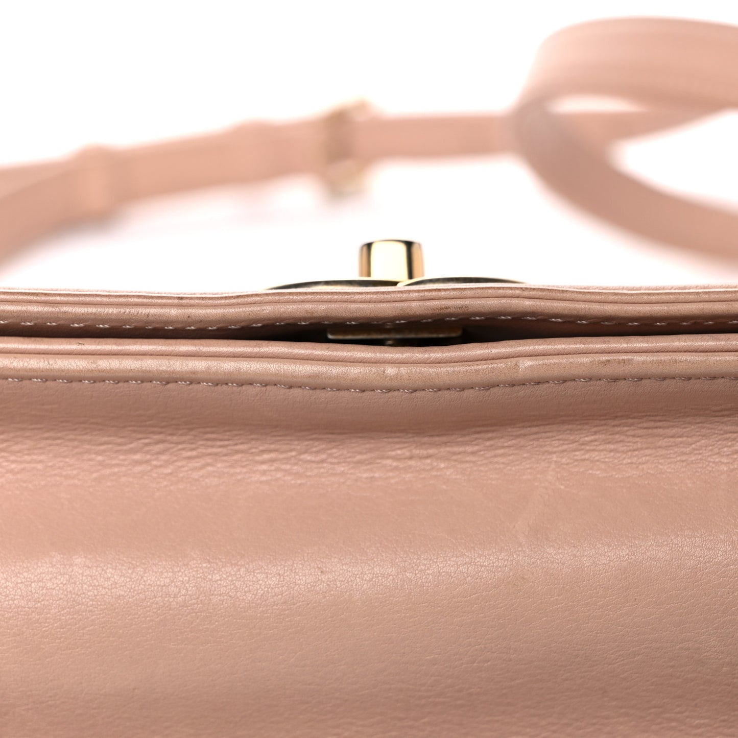 Calfskin Quilted Flap Beige