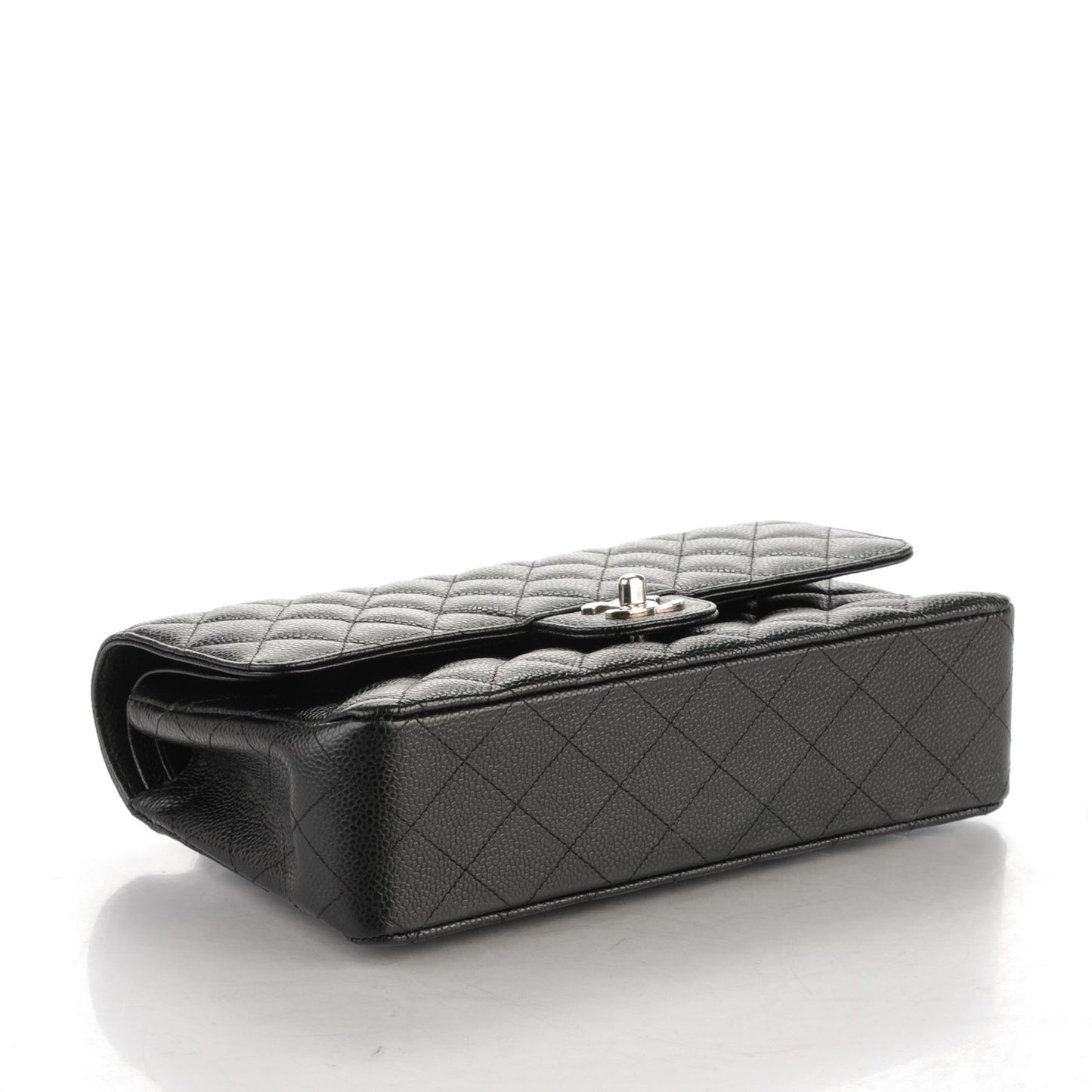 Caviar Quilted Medium Double Flap Black