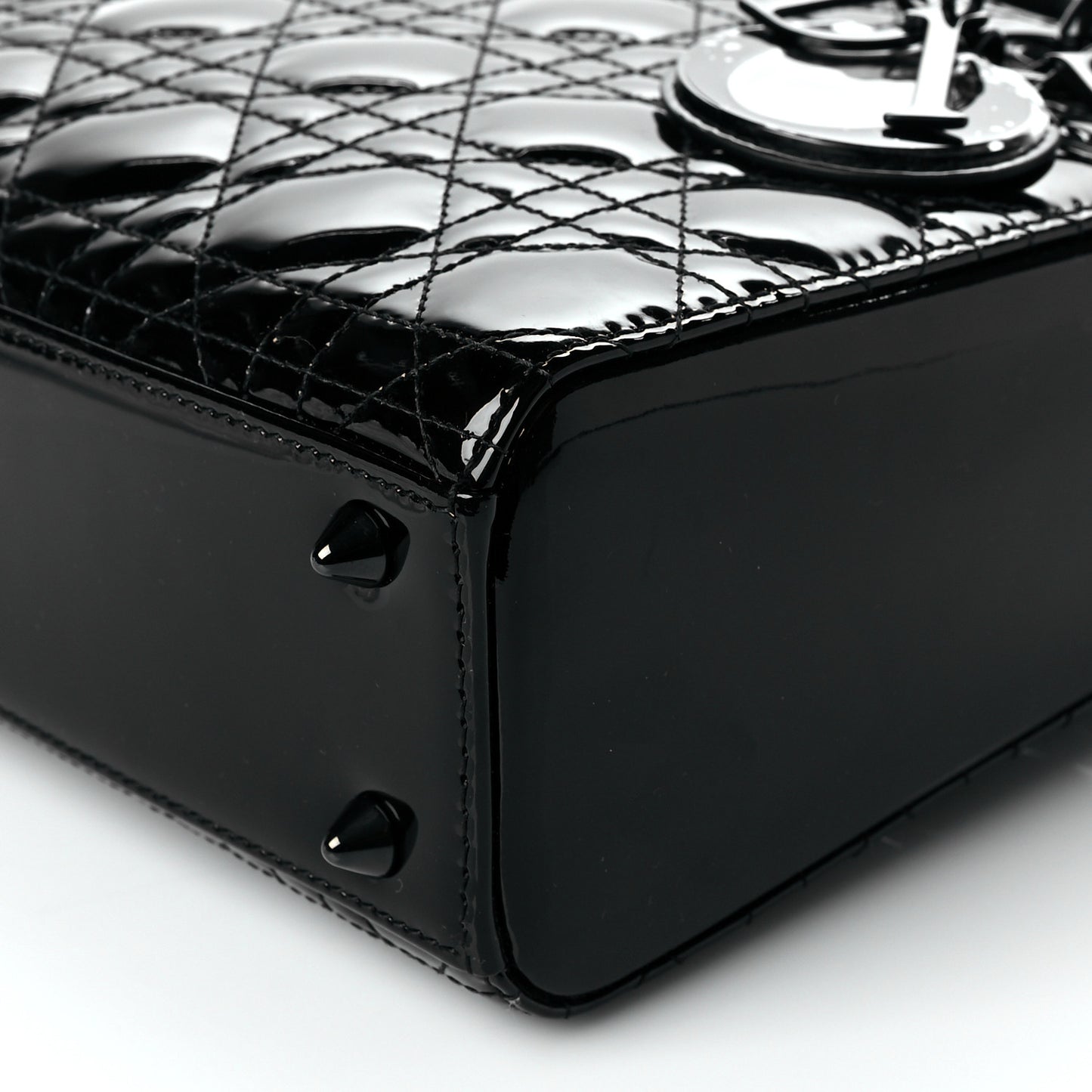 Patent Cannage Small Lady Dior Black