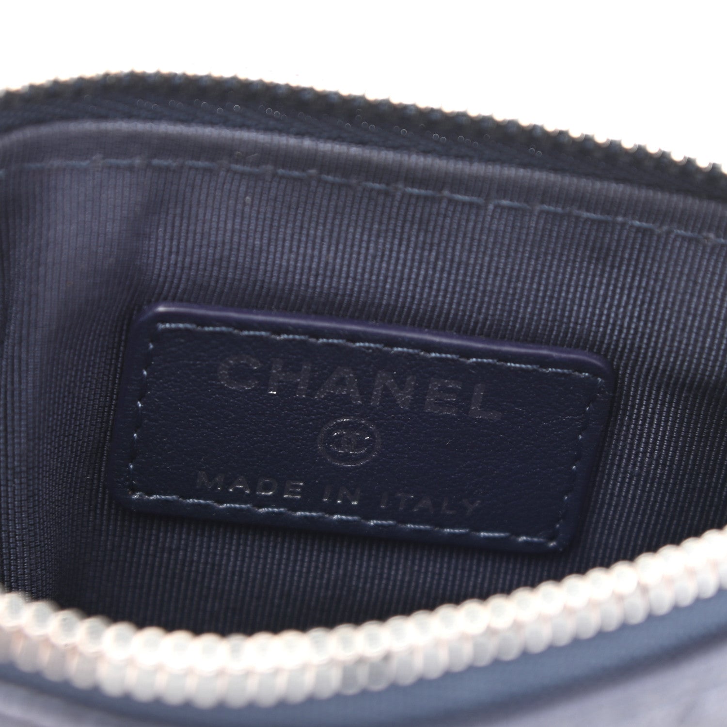 Chanel Goatskin Camellia Embossed Cosmetic Pouch Navy 6 of 7