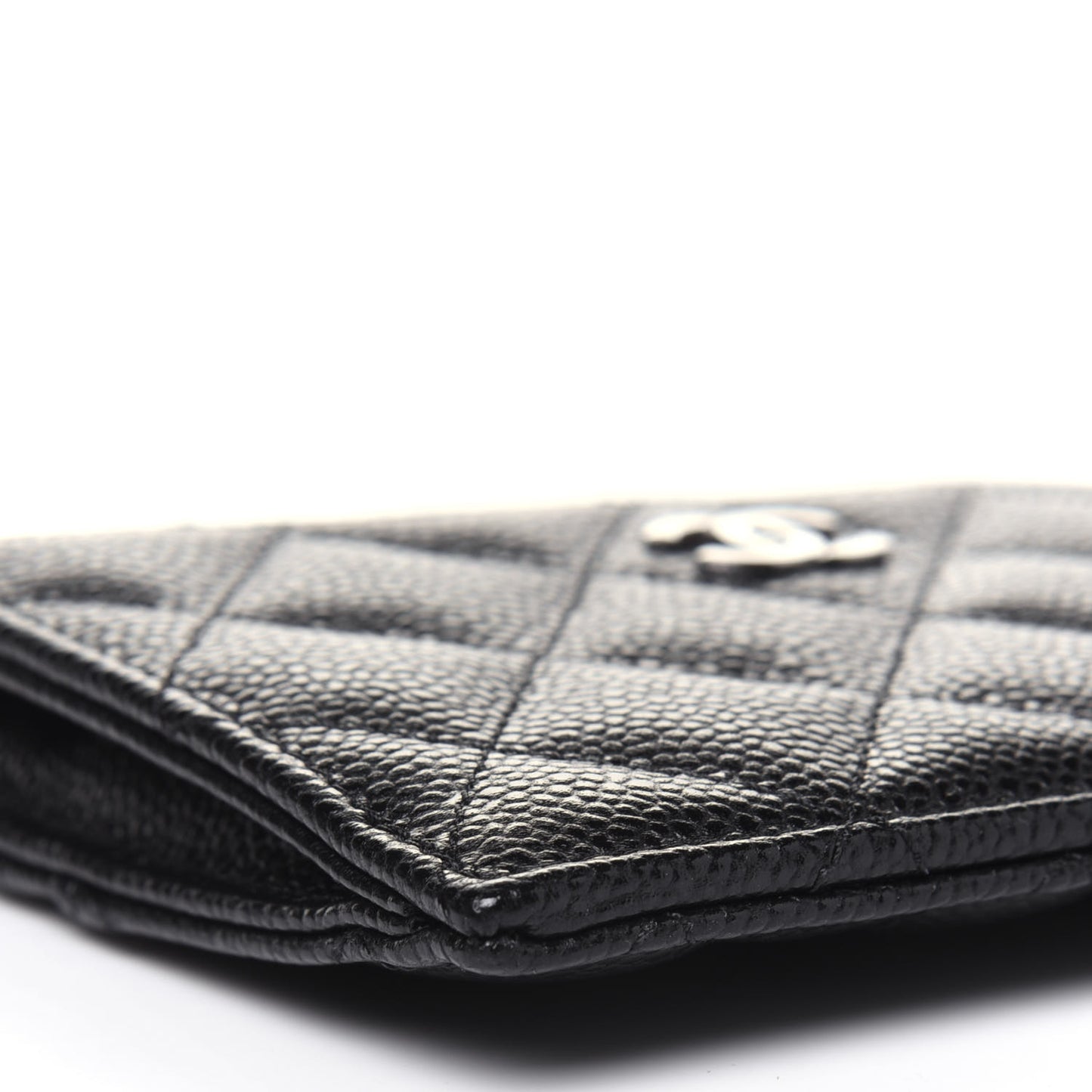 Caviar Quilted CC Zip Card Holder Black