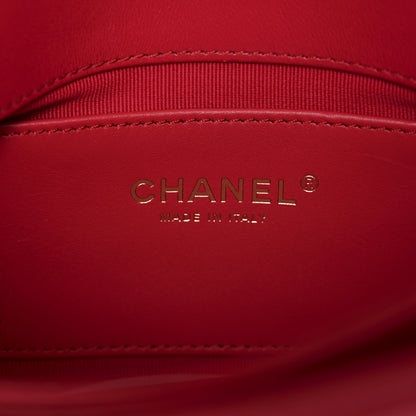 Chanel Lambskin Quilted Enamel Chain Logo Mini Flap Red 6 of 10