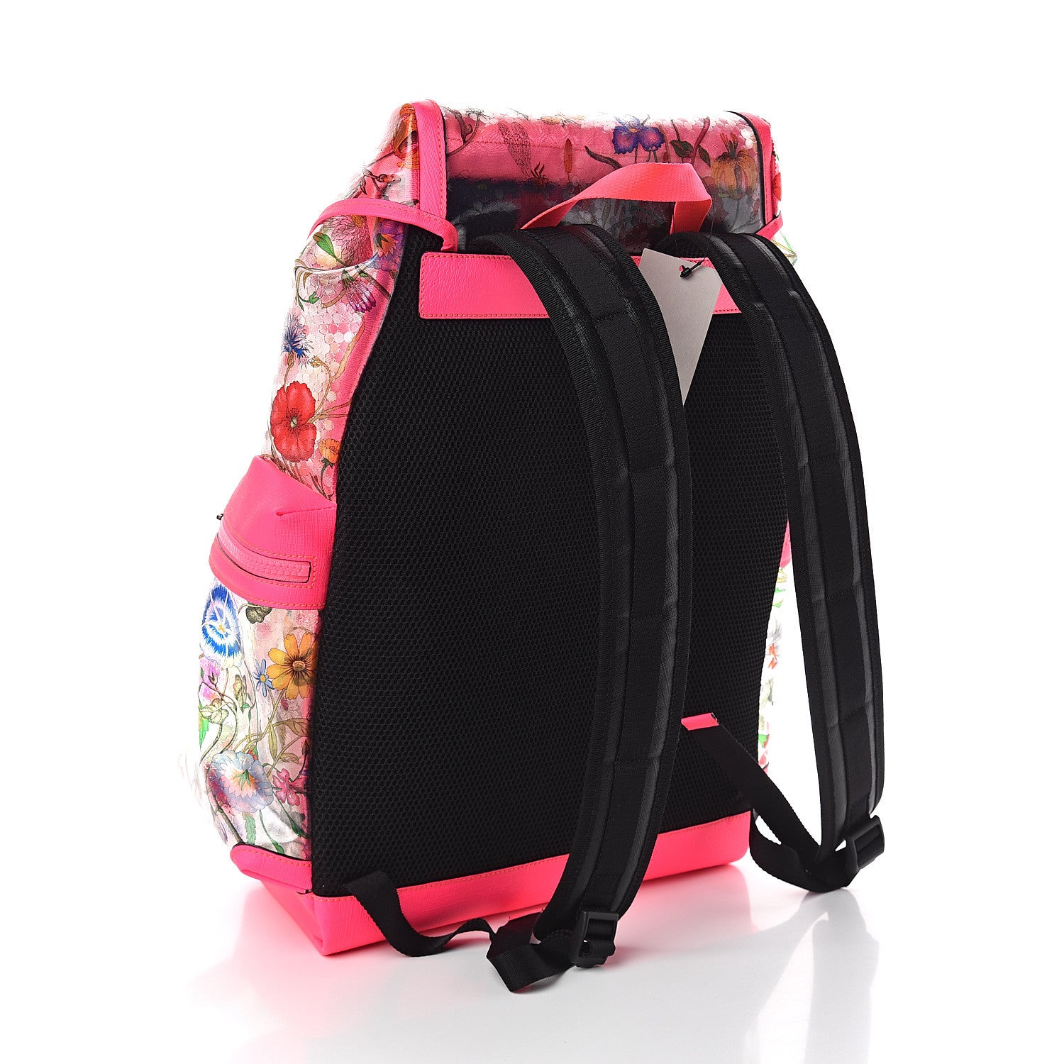 Gucci PVC Floral Double Buckle Backpack Fuchsia 2 of 8