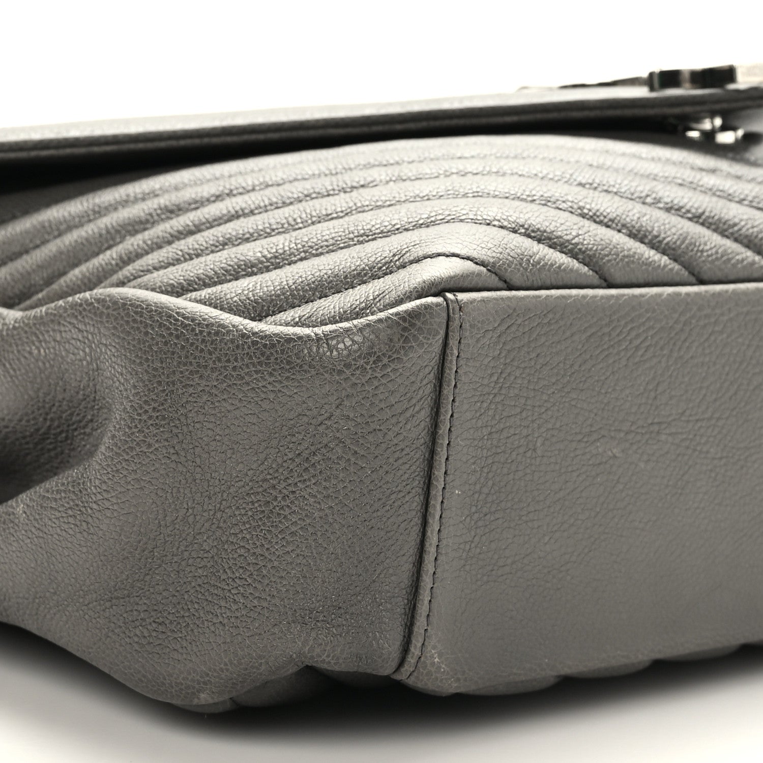 Saint Laurent Sheepskin Matelasse Chevron Monogram Large College Satchel Dark Anthracite 7 of 8