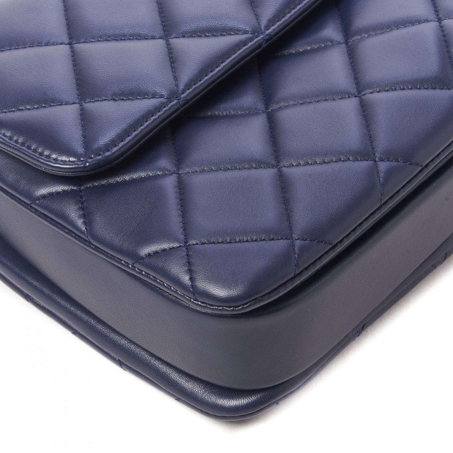 Lambskin Quilted Medium Trendy CC Flap Dual Handle Bag Navy Blue