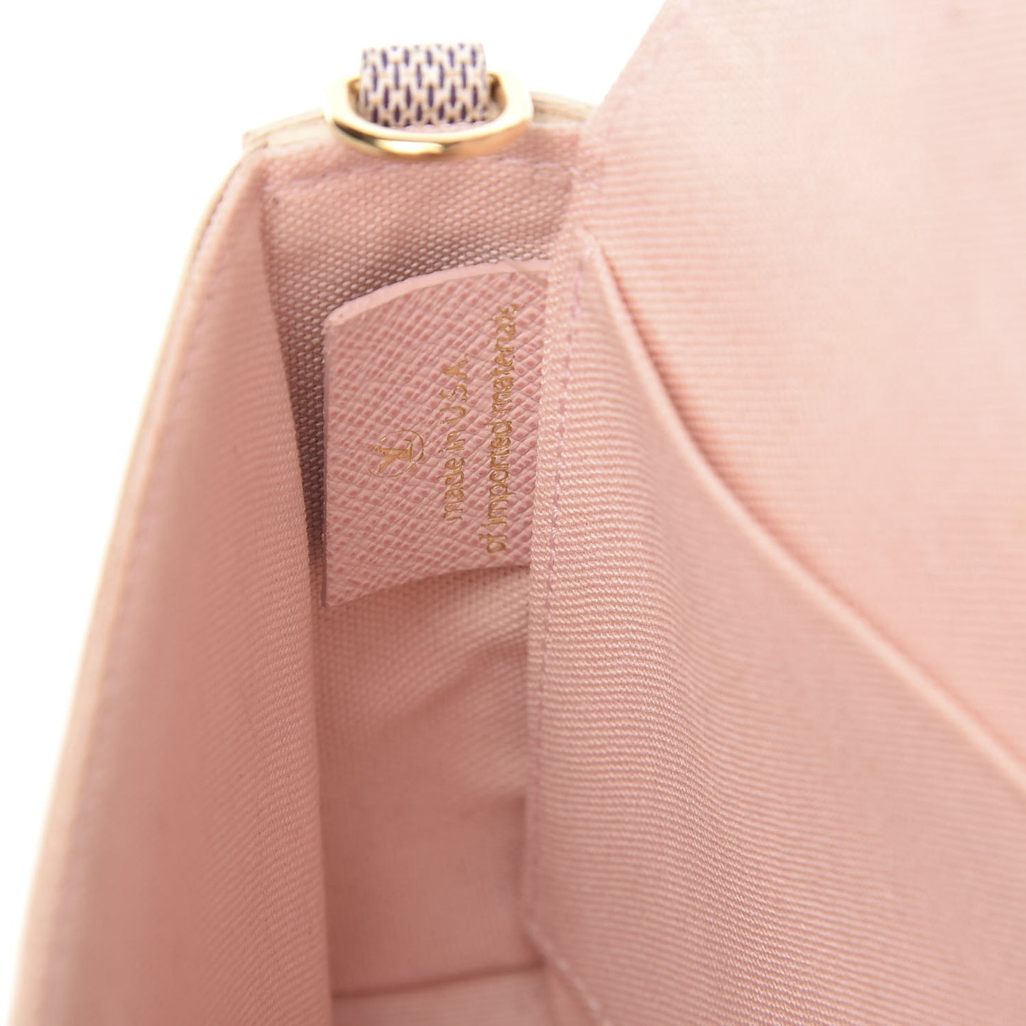 Damier Azur Pochette Felicie Chain Wallet Rose Ballerine