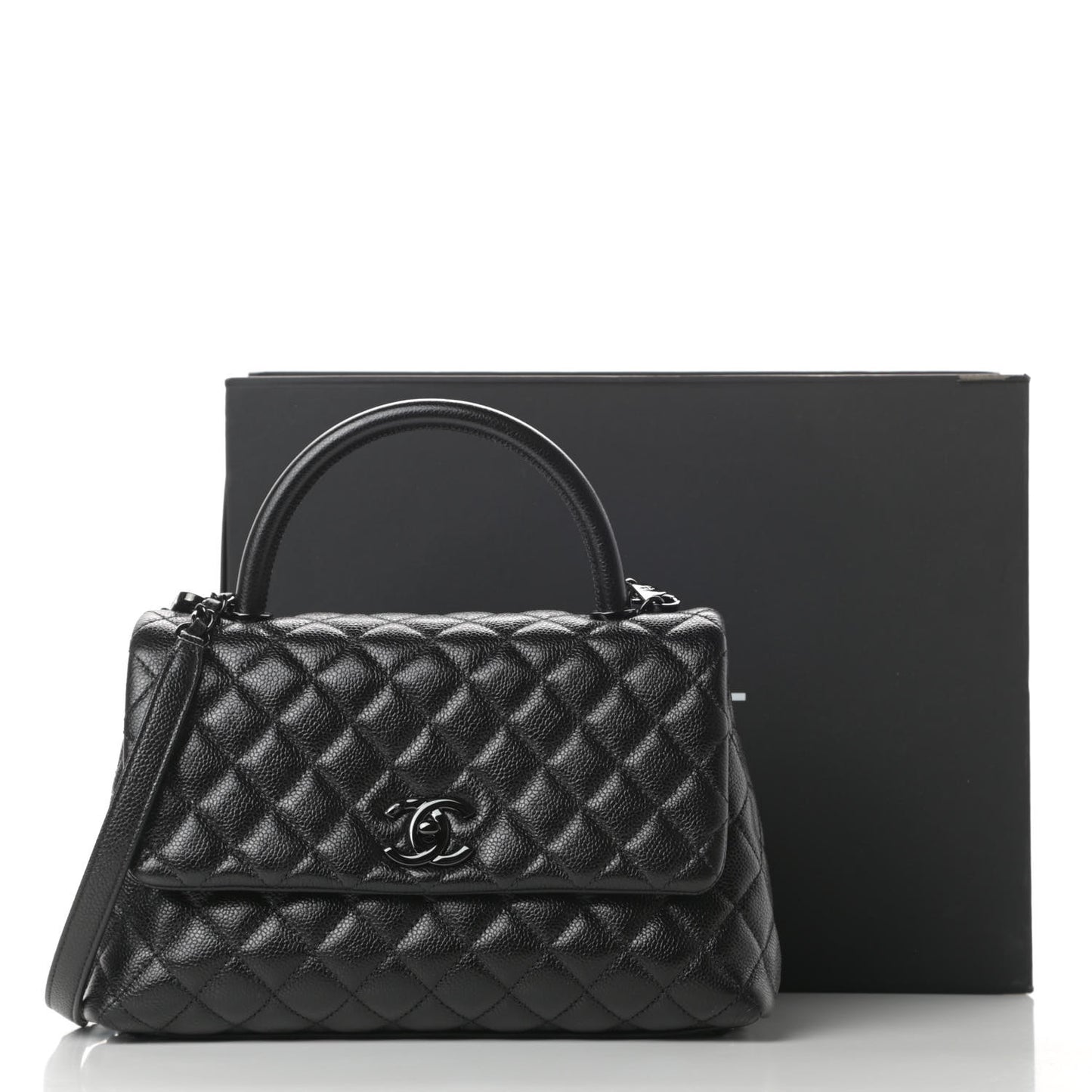 Caviar Quilted Small Coco Handle Flap So Black