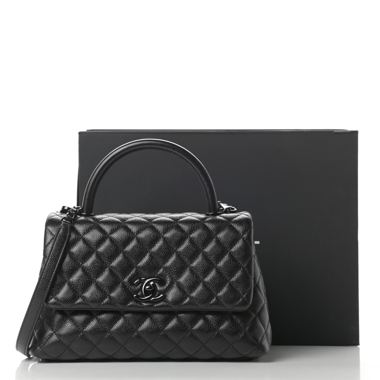 Chanel Caviar Quilted Small Coco Handle Flap So Black 11 of 11