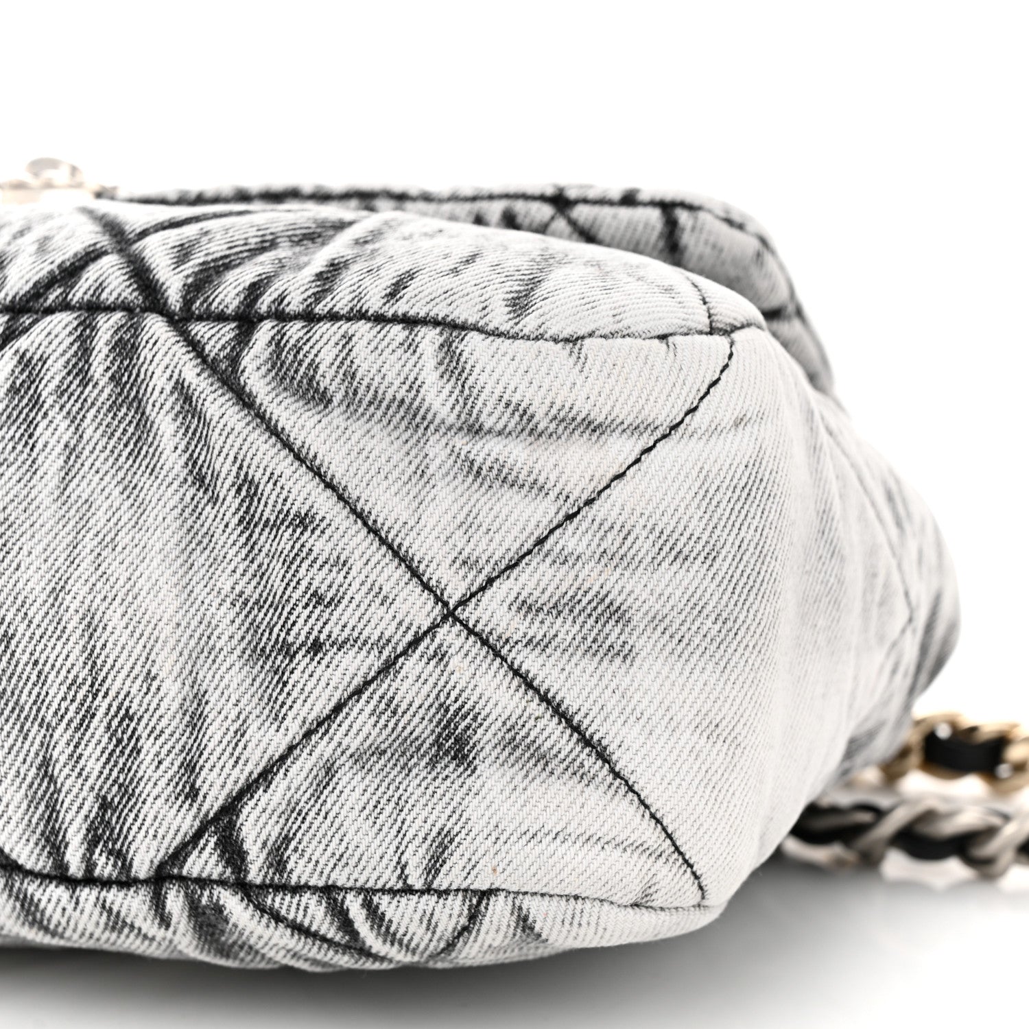 Chanel Washed Denim Quilted Medium Chanel 19 Flap Black White 10 of 11