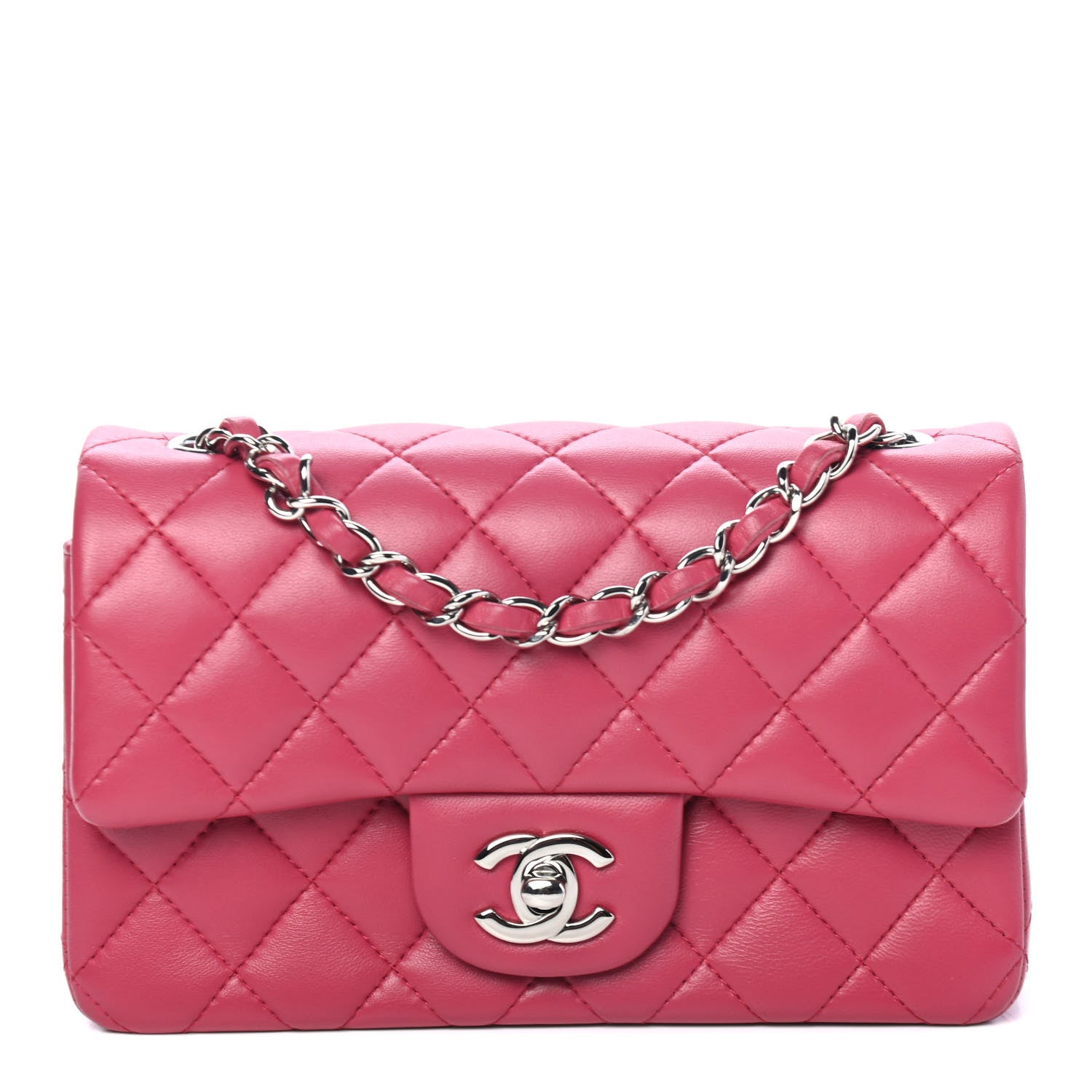 Chanel Lambskin Quilted Mini Rectangular Flap Dark Pink 1 of 4
