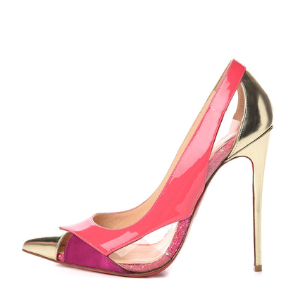 Christian Louboutin PVC Metal Gloss Patent Galata 120 Pumps 37 Pink 1 of 8