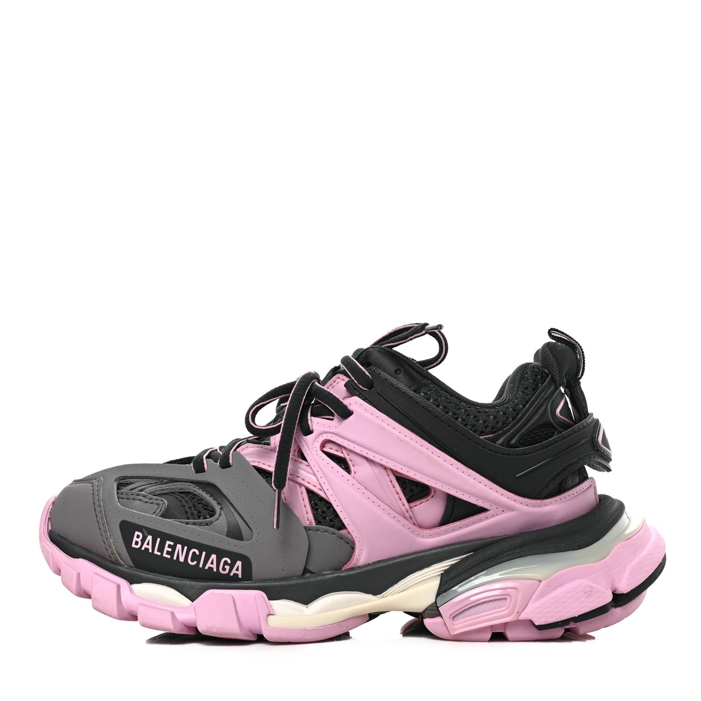 Mesh Rubber Tri-Color Womens Track Sneakers 35 Dark Grey Pink Grey