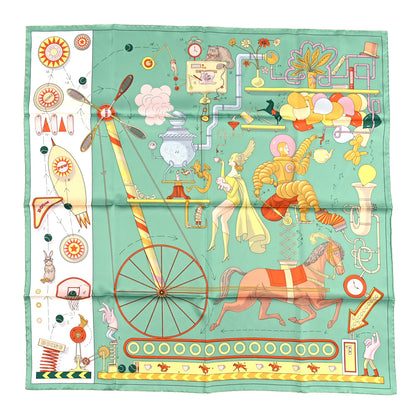 Hermes Silk Tea For Two Scarf 90 Vert Jade White 1 of 4
