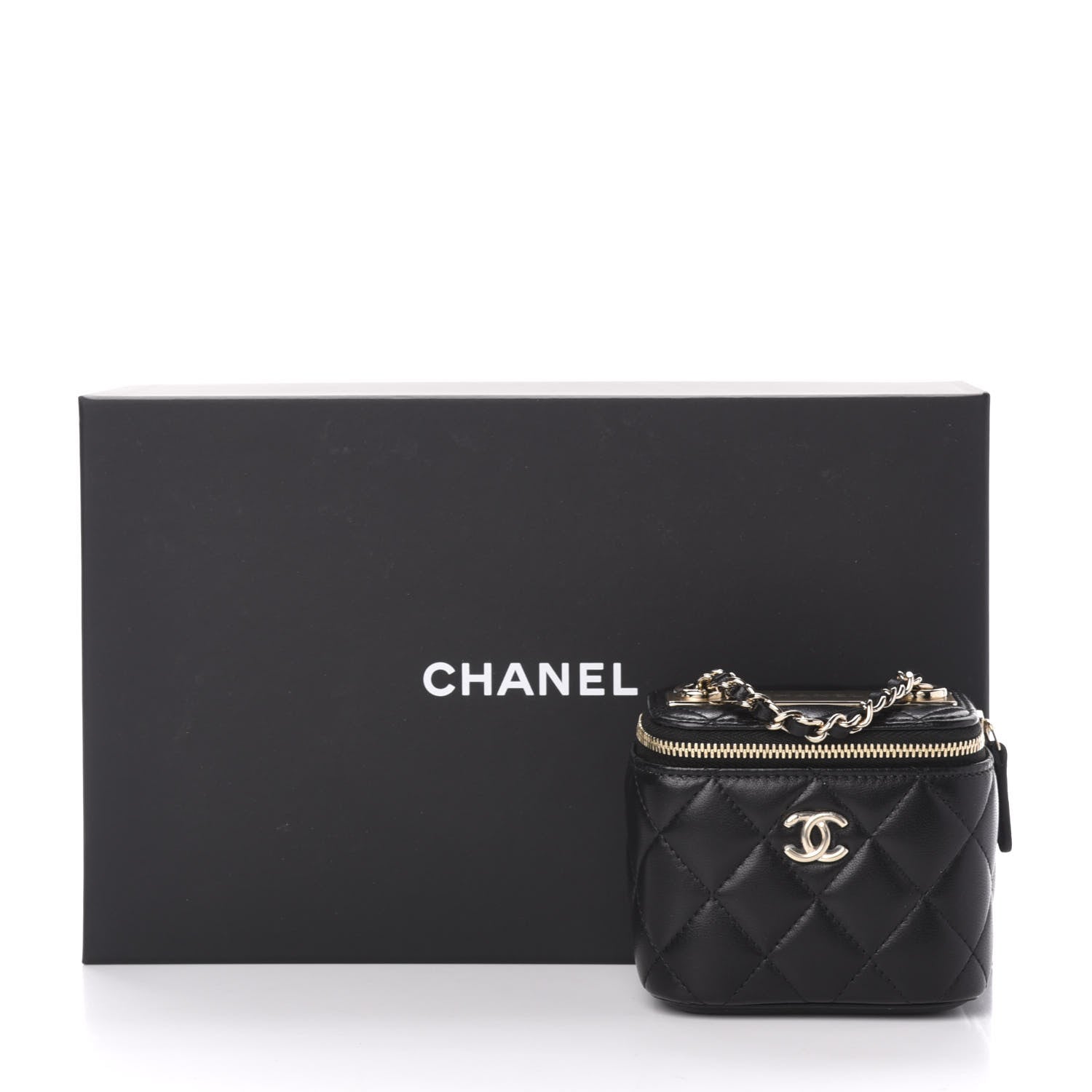 Chanel Lambskin Quilted Trendy Mini Vanity Case With Chain Black 11 of 11
